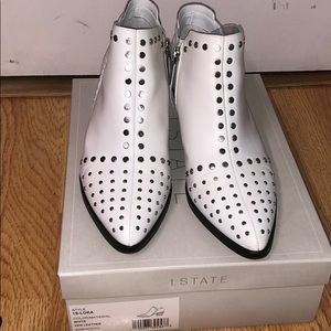 Nordstrom-White booties with silver studs